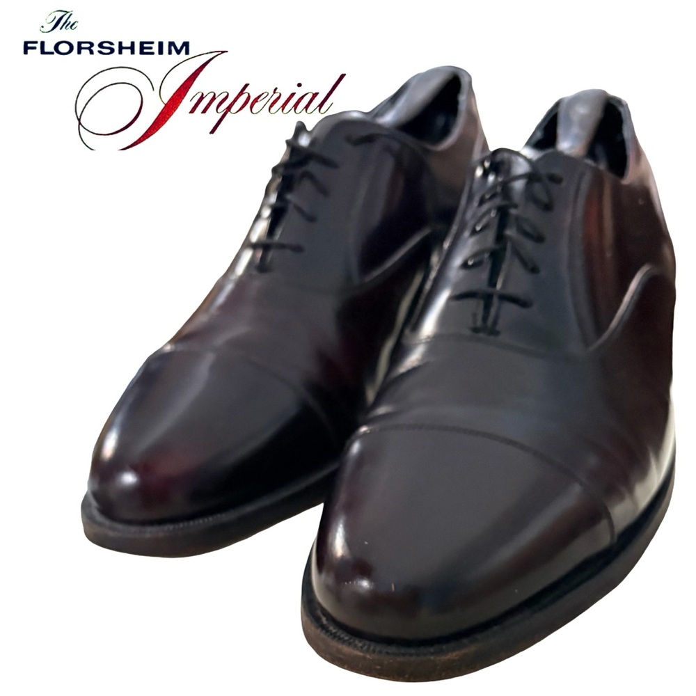 Florsheim Imperial 11D USA Mens Burgundy Leather Cap Toe Dress Oxfords Shoes